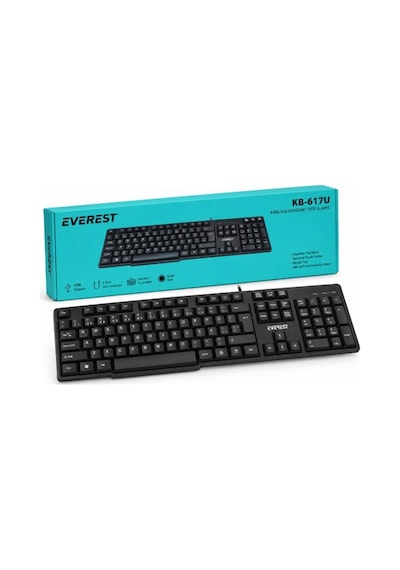 Everest Kb-617u Siyah 2mt Bakır Kablolu Usb F Standart Klavye