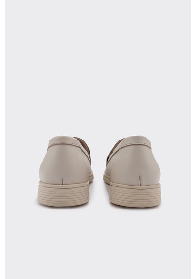 Derinet Hakiki Deri Kadın Loafer Ekru Ekru