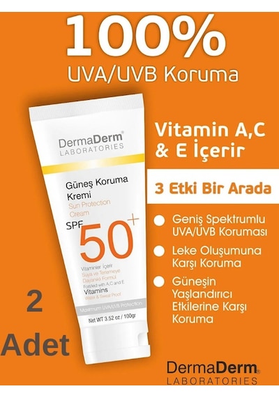 Dermaderm Güneş Kremi SPF50+ 2 x 100 ML