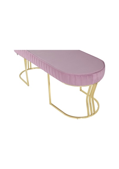 Viego Gold Striped- Pembe Kapitoneli Chester Model Puf & Bench & Koltuk & Uzun Makyaj Puff & Yatak Ucu &önü