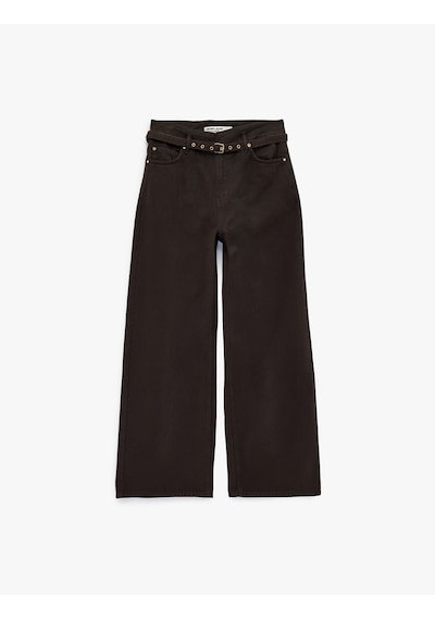 Koton Pamuklu Yüksek Bel Kemerli Geniş Paça Pantolon - Wide Leg Jeans Koyu Kahverengi 6sal40060mw Koyu Kahve Koton Pamuklu Yüksek Bel Kemerli Geniş Paça Pantolon - Wide Leg Jeans Koyu Kahverengi 6sal40060mw Koyu Kahve