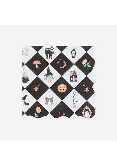 Meri Meri - Halloween - Patchwork Desenli Cadılar Bayramı Büyük Peçete - L - 16 Adet 0 - 99