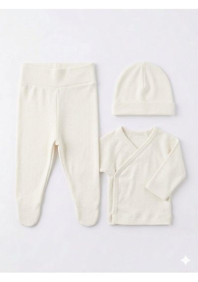 Ciccim Baby 3lü Set Zıbınlı Modal Ekru