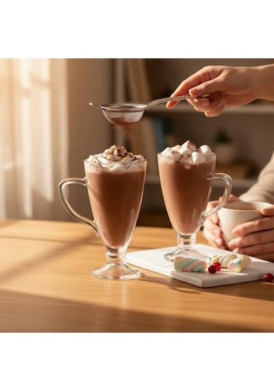 2 Adet Cam Latte Bardağı Kulplu Cam Kahve Bardağı 300 Ml Aeropress