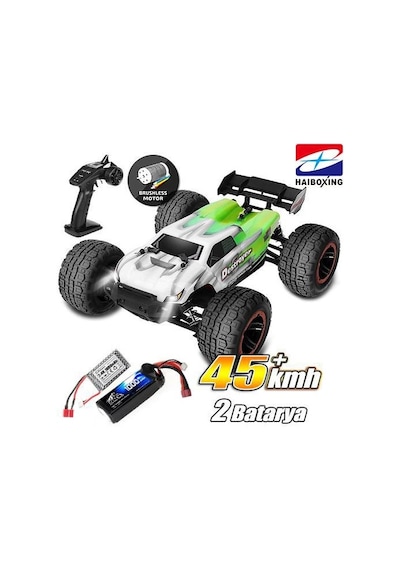 Haıboxıng 1/16 Destroyer Uzaktan Kumandalı Model Araba Rtr 4wd Brushless Truck Yeşil 45 Km/h Sürat - 1000 Mah 7.4v 2s 30c Lipo Batarya