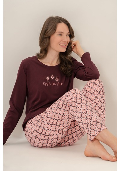 Arnetta Kadın Enjoy The Little Things Mor Uzun Kol Pijama Takım Ar3759-s-v1 Ar3759-s-v1