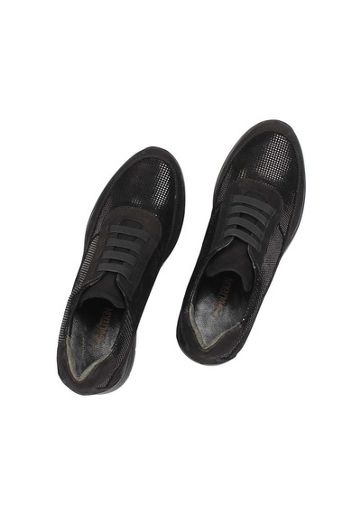 Kadın Siyah Dolgu Topuklu Nubuk Deri Sneaker
