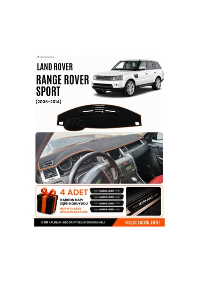 Land Rover Range Rover Sport 2005-2013 Uyumlu Torpido Örtüsü - Siyah Kahverengi