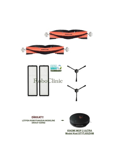 Xiaomi Mi Robot Vacuum Mop 2 Ultra Model Kod:stytj05zhm Uyumlu Fırça,filtre,mop-6 Parça