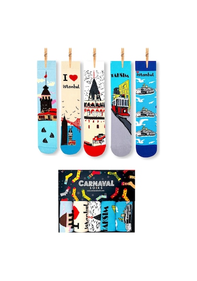 Carnaval Socks 5'li Istanbul Tema Desenli Renkli Çorap Seti Renkli