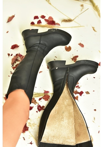 Fox Shoes Siyah Alçak Topuklu Günlük Kadın Çizme N674265109