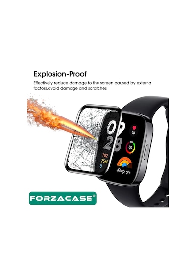 Forzacase Xiaomi Redmi Watch 5 Active İçin Çerçeveli Tam Kaplayan 3d Pet Ekran Koruyucu Film - Fc016 Şeffaf