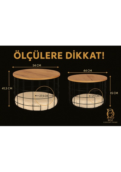 İkili Minderli Kedi Yuvalığı Metal Zigon Sehpa Seti Siyah