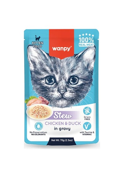 Wanpy Stew Sos İçinde Tavuk Ve Ördekli Yavru Kedi Konservesi 70 Gr 171-20005.01