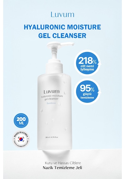 Luvum Kuru ve Hassas Ciltler İçin Nazik Temizleme Jeli Luvum Hyaluronic Moisture Cleanser 200 ml