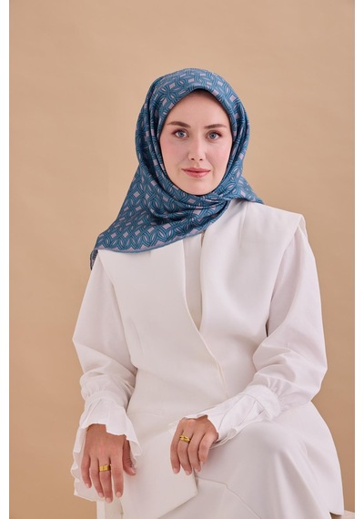 Silk Home Twill İpek Eşarp 11479-19 Pudra Vizon, Karolina Mavi