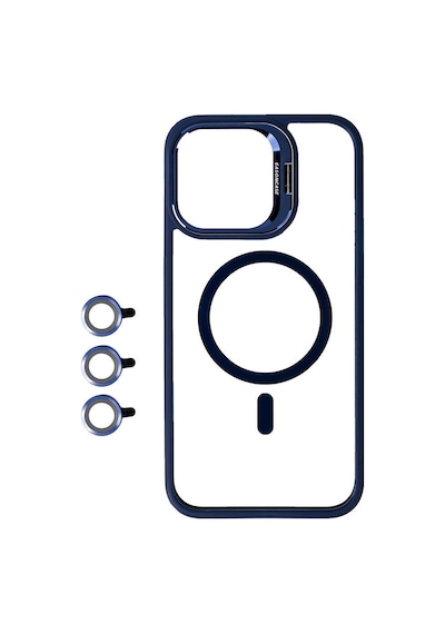 Apple iPhone Uyumlu 15 Pro Kılıf M-safe Şarj Özellikli Standlı Zore M-safe Klon Lensli Kapak