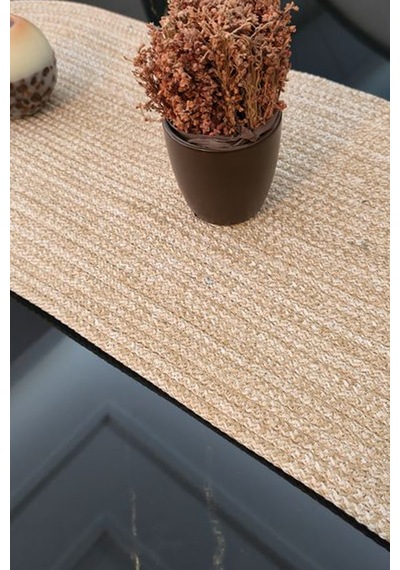 Bej Renk 35x100 Cm Runner Şık Masa Orta Sehpa Üstü Dekoratif Sofra Aksesuarı Bej