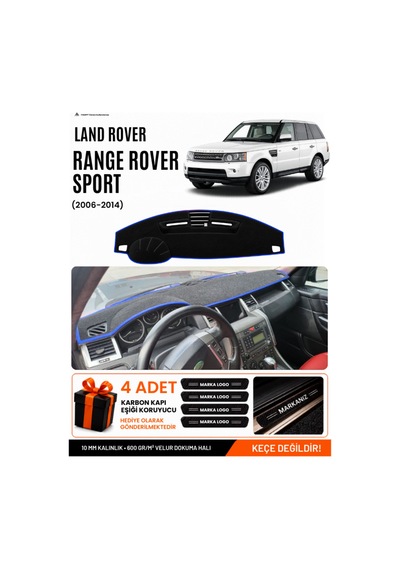 Land Rover Range Rover Sport 2005-2013 Uyumlu Torpido Örtüsü, Torpido Kılıfı - Siyah Mavi