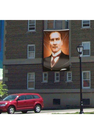 Mustafa Kemal Atatürk Portre - Poster Dış Cephe Bayrağı- 3x4,5 Metre 1