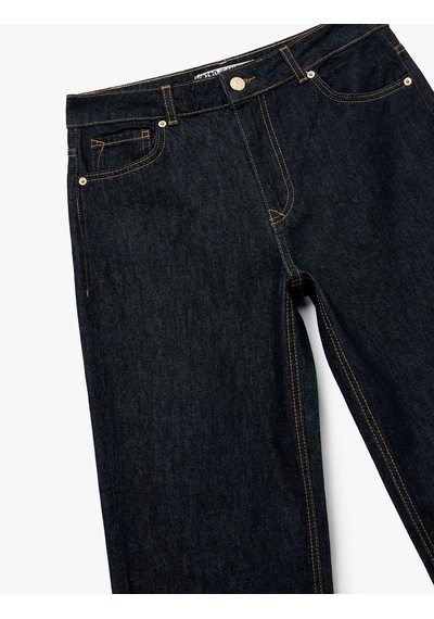 Koton Normal Bel Cepli Düğmeli Düz Paça Pamuklu Denim Pantolon - Straight Fit Jean Koyu İndigo 7wal40021md Indigo Koton Normal Bel Cepli Düğmeli Düz Paça Pamuklu Denim Pantolon - Straight Fit Jean Koyu İndigo 7wal40021md Indigo