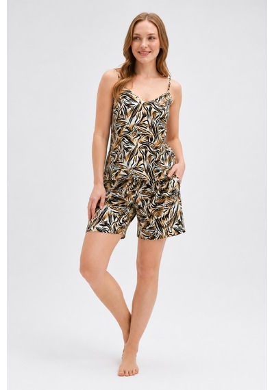 Gd Goldoremi Premium Kadın Modal Pamuklu Rahat Kalıp Desenli Askılı Şortlu Pijama Takım LEOPAR Gd Goldoremi Premium Kadın Modal Pamuklu Rahat Kalıp Desenli Askılı Şortlu Pijama Takım LEOPAR