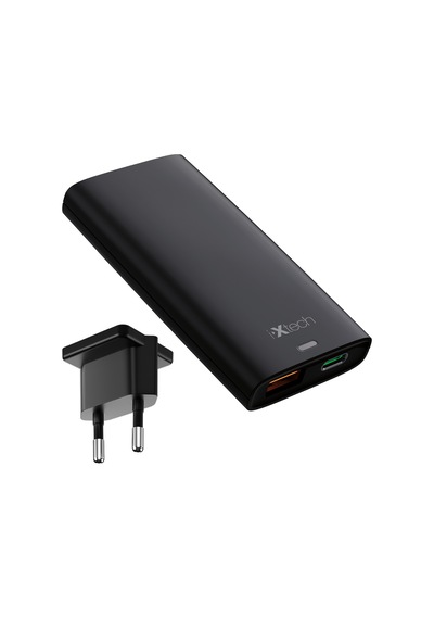 Ixtech Ix-hc8 65w Type-c Ve Usb Çift Port Ultra İnce Evrensel Başlıklı Seyahat Şarj Adaptörü