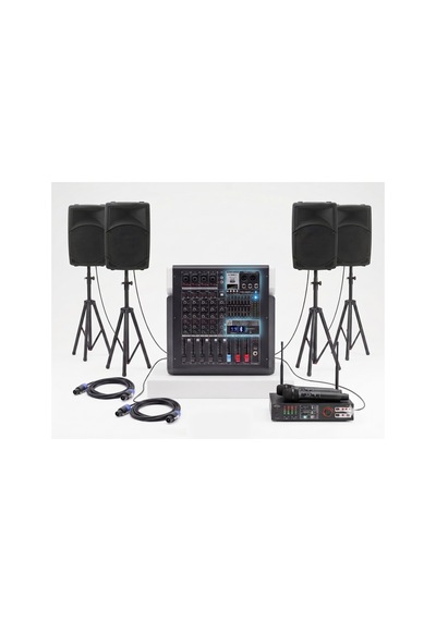 Okul Tören Ses Sistemi - Profesyonel Set - 12" Güçlü Hoparlörler - Telsiz Mikrofonlu - Bluetooth Mikserli - Kolay Kurulum