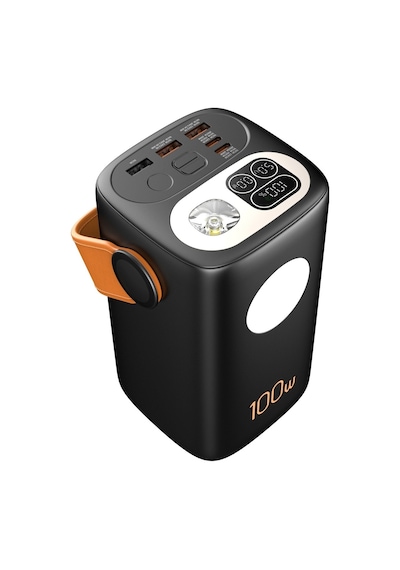 Cepini Cp-06 60.000mah Pd 100w Hızlı Şarj Destekli Powerbank Dahili 4 Kablolu Ve Led Aydınlatmalı Siyah