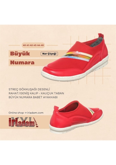 41-42-43-44 Numara Drl1086 Nar Çiçeği Streç Gökkuşağı Desenli Rahat Geniş Kalıp Kauçuk Rahat Taban Özel Seri Büyük Numara Babet Ayakkabı Narçiçeği 41-42-43-44 Numara Drl1086 Nar Çiçeği Streç Gökkuşağı Desenli Rahat Geniş Kalıp Kauçuk Rahat Taban Özel Seri Büyük Numara Babet Ayakkabı Narçiçeği