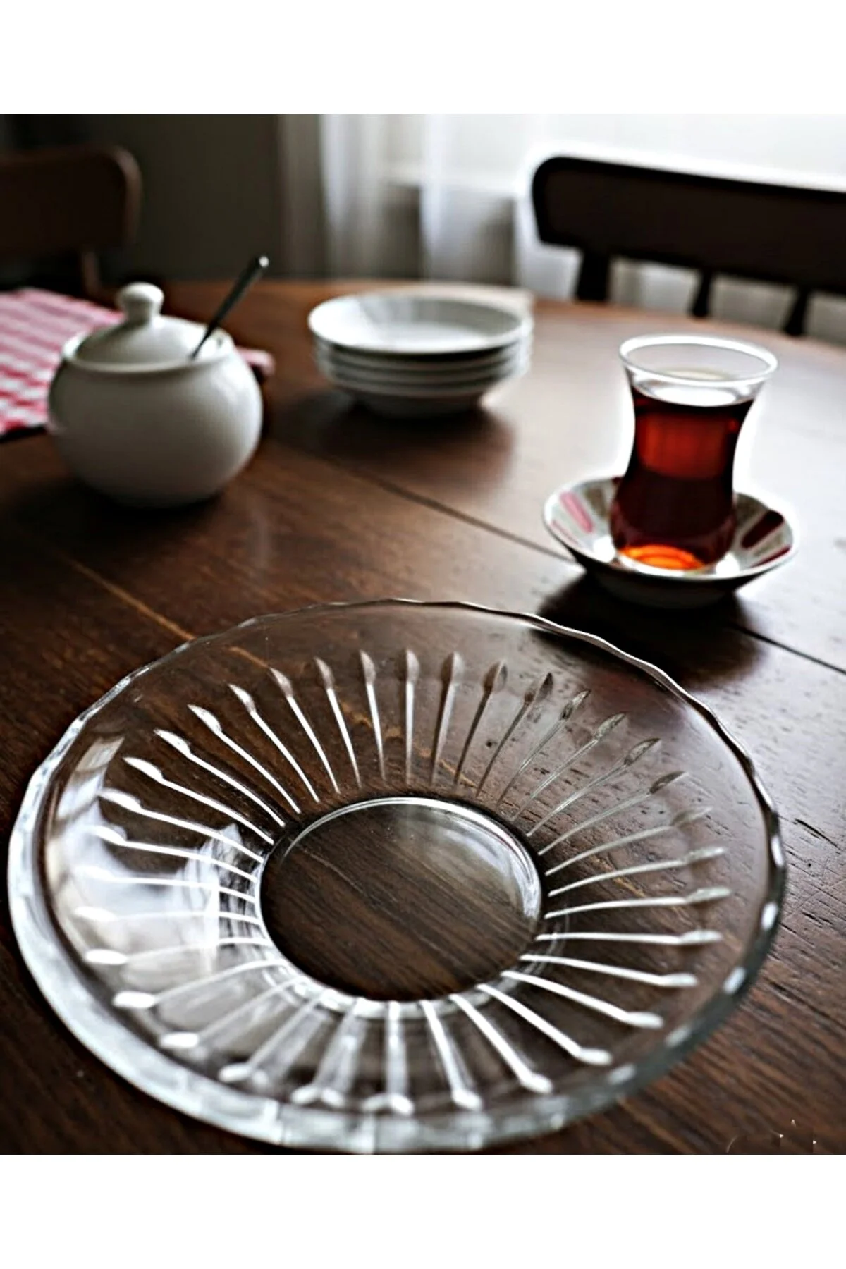 Çay Tabağı Dik Dekor 6 Adet Şeffaf