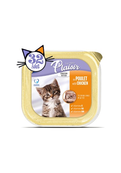 Plaisir Tavuk Etli ve Sütlü Pate Yavru Kedi Yaş Maması 32 x 100 G