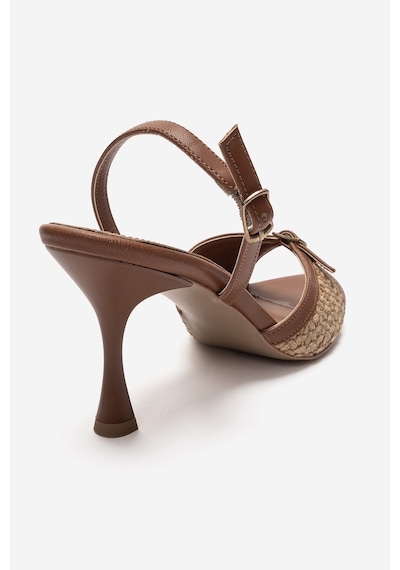 Luvi Shoes Ulea Taba Hasır Kadın İnce Topuklu Ayakkabı