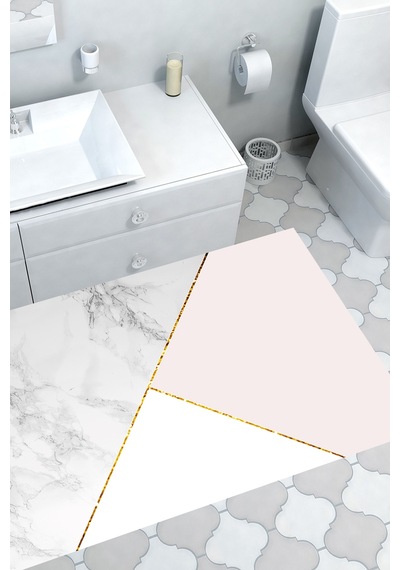 Kaymaz Dijital Mutfak & Salon Halı Trend Geometrik E5008 Beyaz