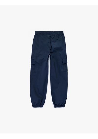 Koton Cep Detaylı Rahat Kesim Pamuklu Gabardin Jogger Pantolon Lacivert 7wkb40041tw