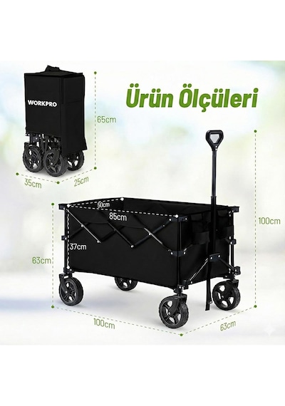 Workpro Wp285015 80kg 4 Tekerli Katlanabilir Ağır Hizmet Taşıma Arabası