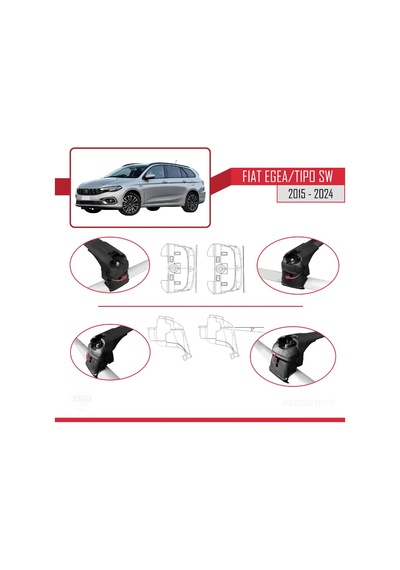 Fiat Egea/tipo Sw 2015 Ve Sonrası İle Uyumlu Ace-2 Ara Atkı Tavan Barı Siyah