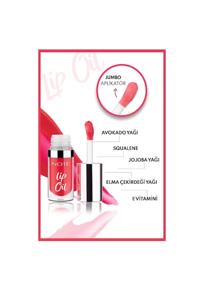 Note Cosmetique Lip Oil Nemlendirici ve Parlatıcı Dudak Bakım Yağı - 40 Sugar Red - Kırmızı