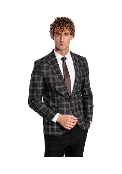 Wessi Slim Fit Sivri Yaka Siyah Erkek Ceket 001
