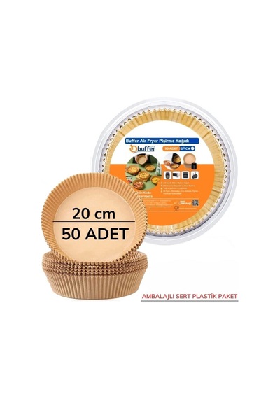 50 Adet 20 Cm Air Fryer Pişirme Kağıdı Tek Kullanımlık Yağ Geçirmez Yuvarlak Tabak Model Pvc Çok Renkli