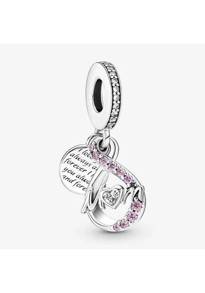 Nur Silver Anne ve Sonsuzluk İşareti Çift Sallantılı Gümüş Charm - NUR-CM00215
