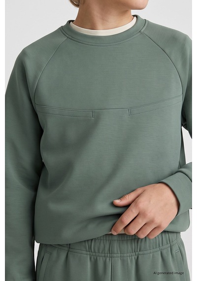 TOMMYLIFE Açık Yeşil Standart Fit Basic Dikiş Detaylı Erkek Çocuk Eşofman Takım - 11325 Yeşili