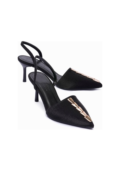 Kadın Saten Stiletto Sivri Burun Gold Detaylı Arkası Açık Abiye Topuklu Ayakkabı Marina Siyah Siyah Kadın Saten Stiletto Sivri Burun Gold Detaylı Arkası Açık Abiye Topuklu Ayakkabı Marina Siyah Siyah