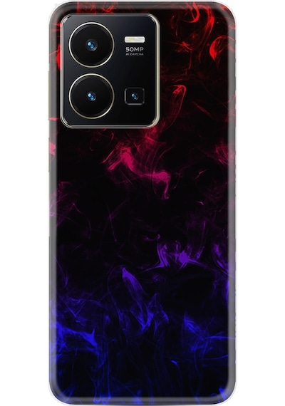 Vivo Y35 Kilif Silikon Desen Blue Red Fire 1637 566402545