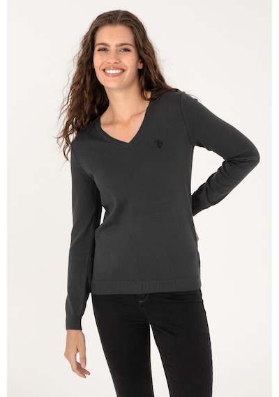 U.S. Polo Assn. Kadın Antrasit V Yaka Basic Kazak 50313590-VR006
