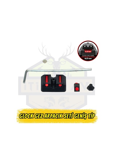 Glock Uyumlu Geniş Tip Kırmızı Fiber Optik Gez Arpacık Seti