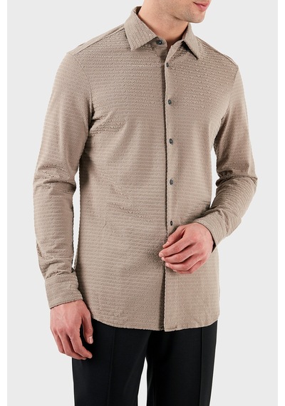 Emporio Armani Erkek Gömlek Em001537 Af10017 F6063 Bej Bej