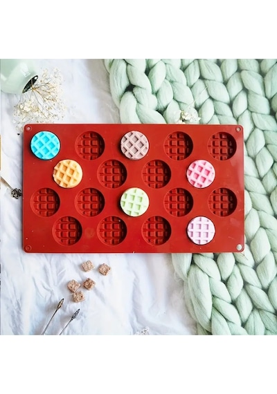 Silikon Waffle Kalıbı, Çikolata Kalıbı, Bisküvi Kalıbı Ve Kurabiye Kalıbı Mini Yuvarlak Kahverengi