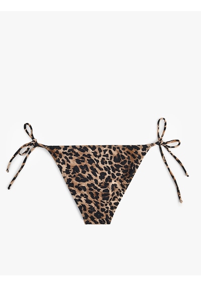 Koton Yanları Bağlamalı Leopar Desenli Bikini Altı Kahverengi Desenli 6sak00025mm