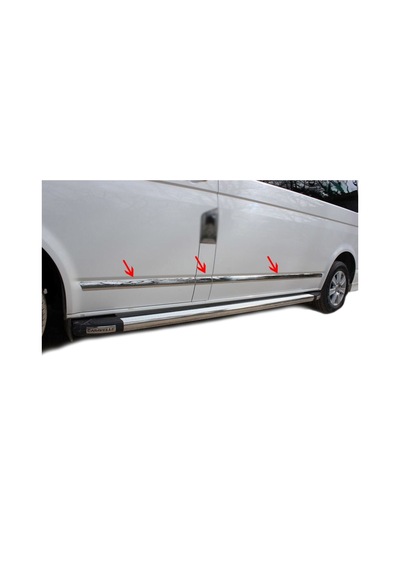 Vw Volkswagen Transporter T5 Uyumlu Kısa Şasi Yan Kapı Çıtası 5 Parça 2010-2014 Paslanmaz Krom